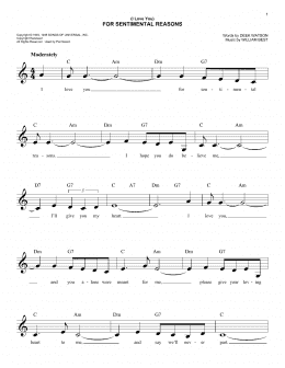 page one of (I Love You) For Sentimental Reasons (Easy Lead Sheet / Fake Book)