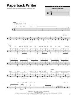 page one of Paperback Writer (Drums Transcription)