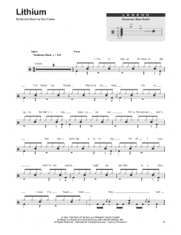 page one of Lithium (Drums Transcription)