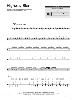 page one of Highway Star (Drums Transcription)