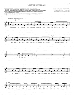 page one of Just The Way You Are (Easy Lead Sheet / Fake Book)