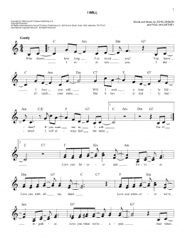 page one of I Will (Easy Lead Sheet / Fake Book)