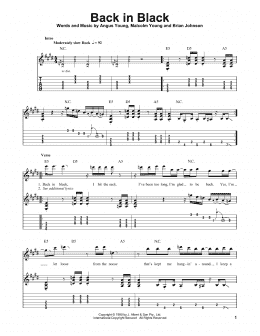 page one of Back In Black (Easy Guitar Tab)