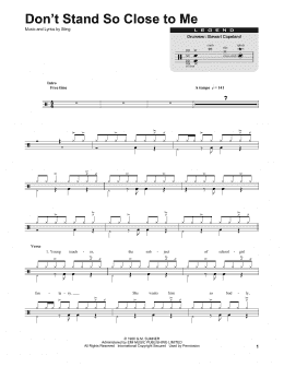 page one of Don't Stand So Close To Me (Drums Transcription)