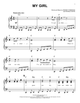 page one of My Girl (Very Easy Piano)