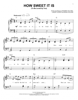 page one of How Sweet It Is (To Be Loved By You) (Very Easy Piano)