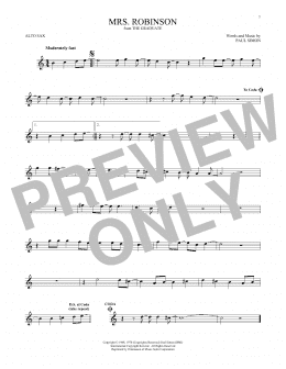 page one of Mrs. Robinson (Alto Sax Solo)