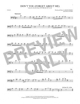 page one of Don't You (Forget About Me) (Cello Solo)