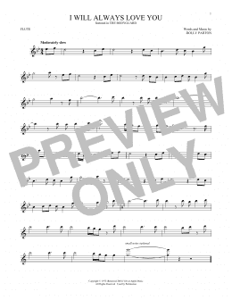 page one of I Will Always Love You (Flute Solo)