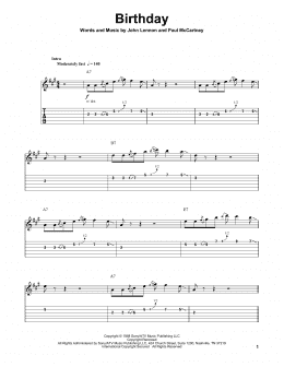 page one of Birthday (Guitar Tab (Single Guitar))