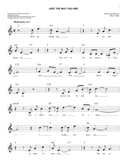 page one of Just The Way You Are (Easy Lead Sheet / Fake Book)