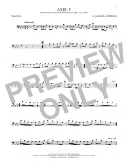 page one of Axel F (Trombone Solo)