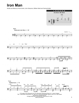 page one of Iron Man (Drums Transcription)