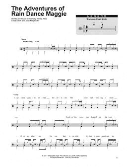 page one of The Adventures Of Rain Dance Maggie (Drums Transcription)