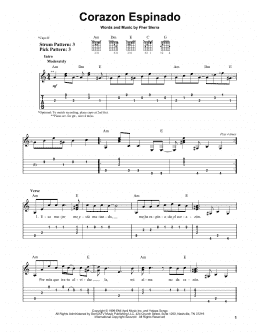 Corazon Espinado (Easy Guitar Tab) - Print Sheet Music Now