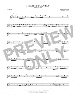 page one of I Believe I Can Fly (Alto Sax Solo)