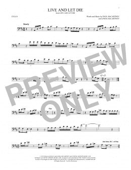 page one of Live And Let Die (Cello Solo)