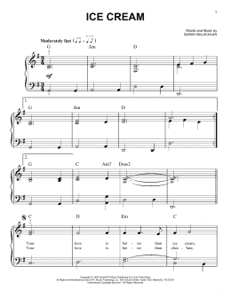 page one of Ice Cream (Easy Piano)