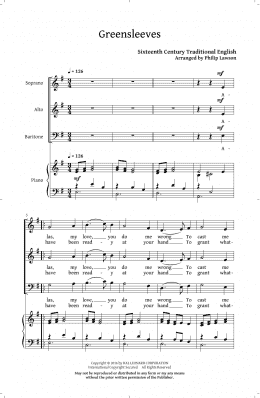 page one of Greensleeves (SAB Choir)