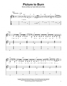 page one of Picture To Burn (Easy Guitar Tab)