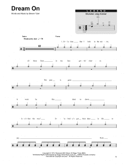 page one of Dream On (Drums Transcription)