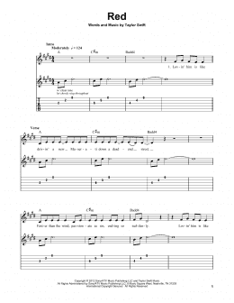 page one of Red (Easy Guitar Tab)