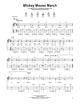 page one of Mickey Mouse March (from The Mickey Mouse Club) (Banjo Tab)