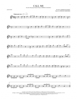 page one of Call Me (Alto Sax Solo)