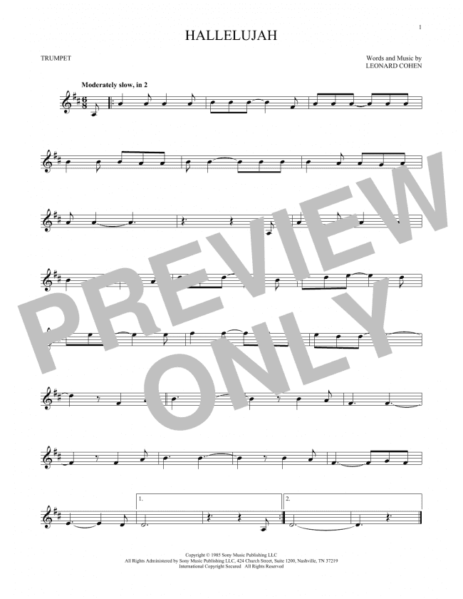 Hallelujah (Trumpet Solo) - Print Sheet Music Now