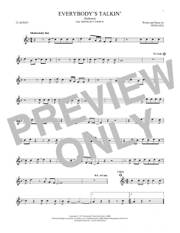 page one of Everybody's Talkin' (Echoes) (Clarinet Solo)