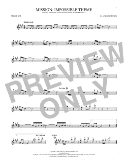 page one of Mission: Impossible Theme (Tenor Sax Solo)