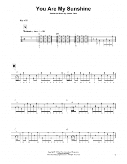 page one of You Are My Sunshine (Banjo Tab)