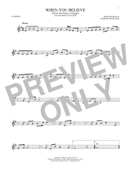 page one of When You Believe (from The Prince Of Egypt) (Clarinet Solo)