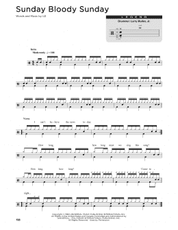 page one of Sunday Bloody Sunday (Drum Chart)