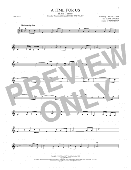 page one of A Time For Us (Love Theme) (Clarinet Solo)