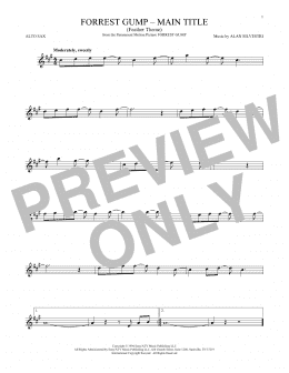 page one of Forrest Gump - Main Title (Feather Theme) (Alto Sax Solo)