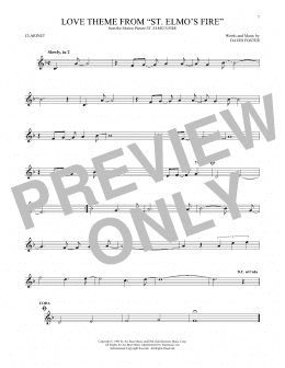 page one of Love Theme From "St. Elmo's Fire" (Clarinet Solo)