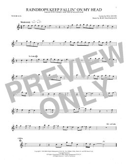 page one of Raindrops Keep Fallin' On My Head (Tenor Sax Solo)