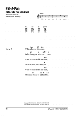 page one of Pat-A-Pan (Willie, Take Your Little Drum) (Ukulele Chords/Lyrics)