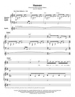 page one of Heaven (Keyboard Transcription)