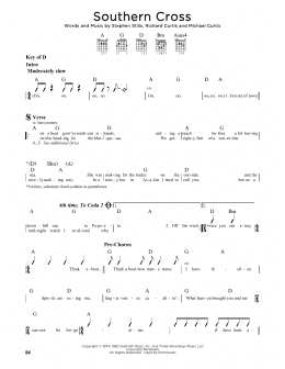 page one of Southern Cross (Guitar Cheat Sheet)