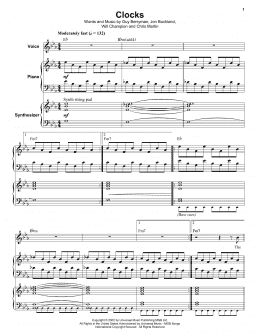 page one of Clocks (Keyboard Transcription)