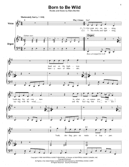 page one of Born To Be Wild (Keyboard Transcription)