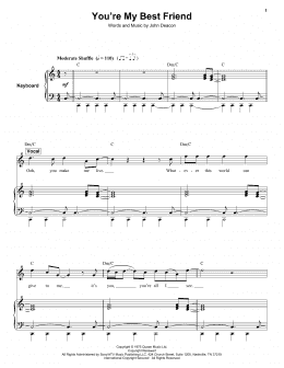 page one of You're My Best Friend (Keyboard Transcription)