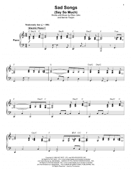 page one of Sad Songs (Say So Much) (Keyboard Transcription)