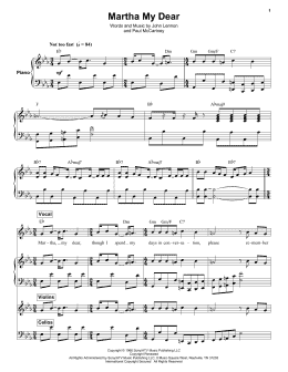 page one of Martha My Dear (Keyboard Transcription)