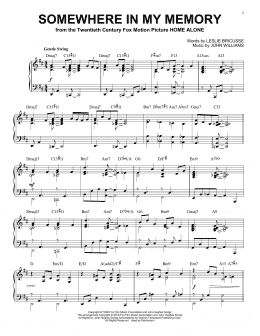 page one of Somewhere In My Memory [Jazz version] (from Home Alone) (arr. Brent Edstrom) (Piano Solo)