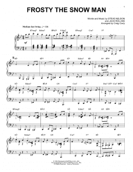 page one of Frosty The Snow Man (Piano Solo)