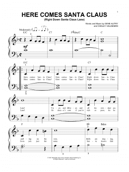 page one of Here Comes Santa Claus (Right Down Santa Claus Lane) (Big Note Piano)