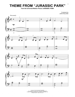 page one of Theme From Jurassic Park (Beginning Piano Solo)